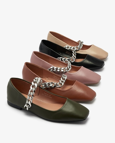 Dunkelrosa Damen Ballerinas mit Kette Serima - Schuhe