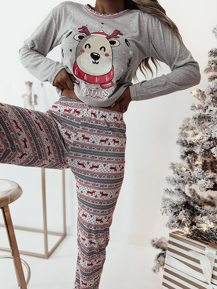 Damen Weihnachtspyjama in marineblau- Kleidung