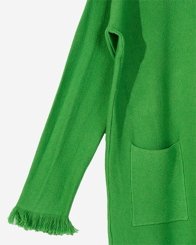 Grüner Damen-Tunika-Pullover mit Fransen - Kleidung