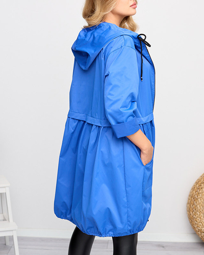 Lange kobaltblaue Windjacke für Damen - Kleidung