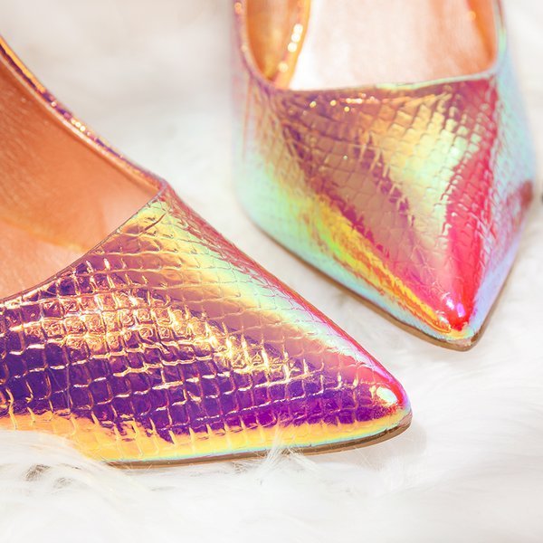 Holographische rosa Stilettos a'la Schlangenhaut Las Vegas - Schuhe 1