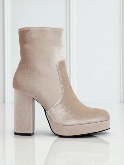 Damen Stiefeletten mit Blockabsatz Al'la Velours Miss