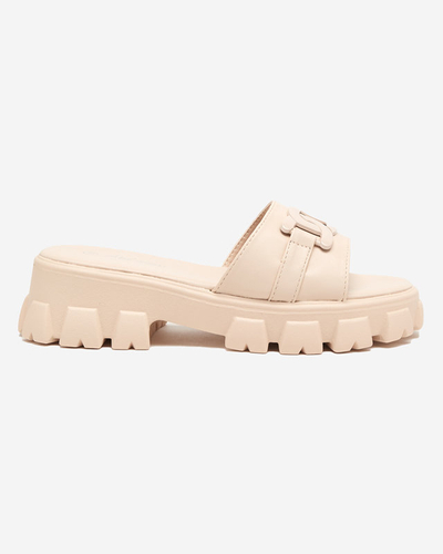Beige Damenhausschuhe auf dickerer Sohle. Inza - Footwear