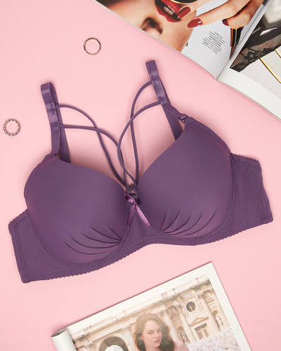 Violetter, gepolsterter Damen-BH mit Trägern - Underwear