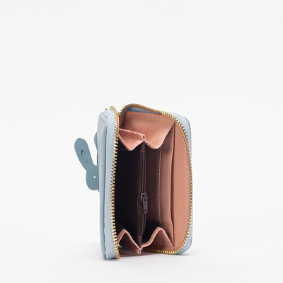 Blaue kleine Damenbrieftasche mit Hase und Schlüsselring - Accessoires