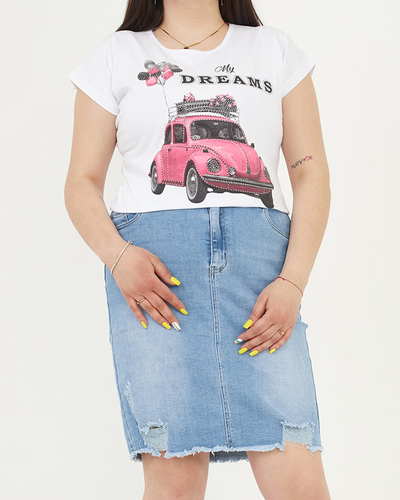 Біла жіноча футболка з принтом MY DREAMS PLUS SIZE