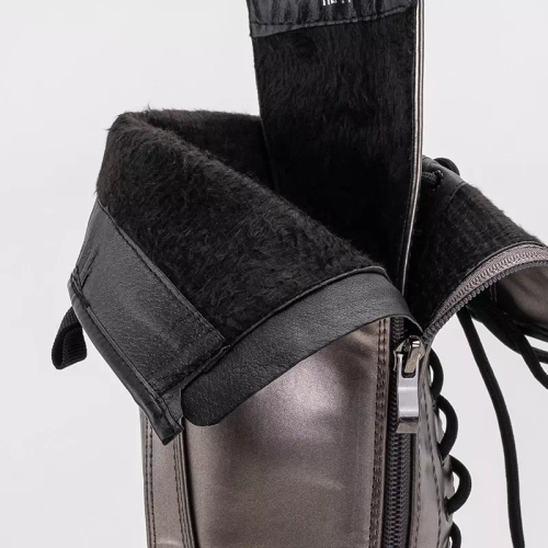 OUTLET Графітові жіночі чоботи на зав'язках Darikos - Взуття