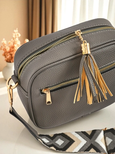 Royalfashion Kleine Damenhandtasche aus Öko-Leder mit buntem Riemen Kovi Lace