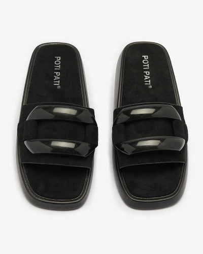 Schwarze Damen-Flip-Flops aus Öko-Wildleder Omve - Footwear