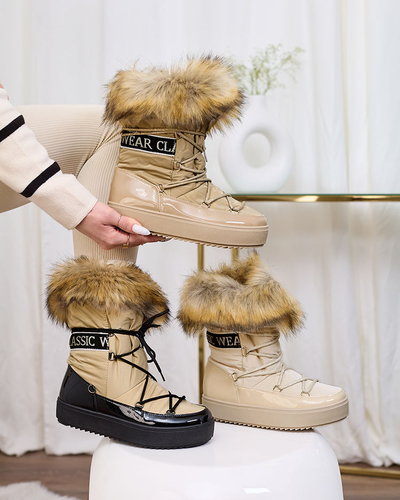 Royalfashion Hellbraune Schlupfstiefel a'la Schneestiefel für Damen Gomllo