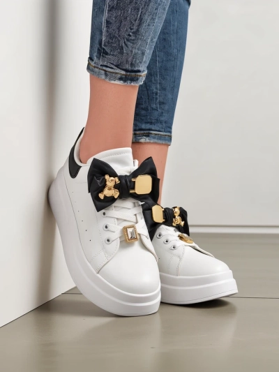 Royalfashion Damen Plattform-Sneaker mit Schleife Genimma
