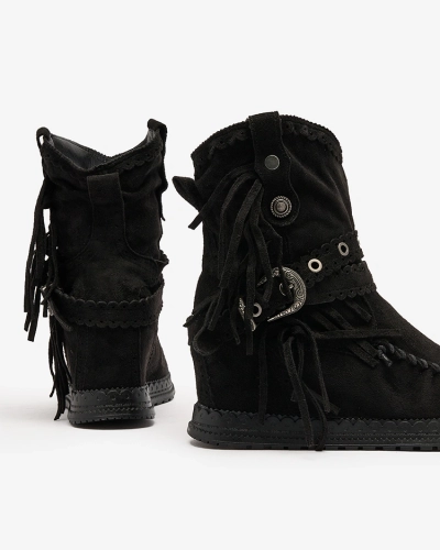 Royalfashion Schwarze Damenstiefel mit verstecktem Anker Dibisa
