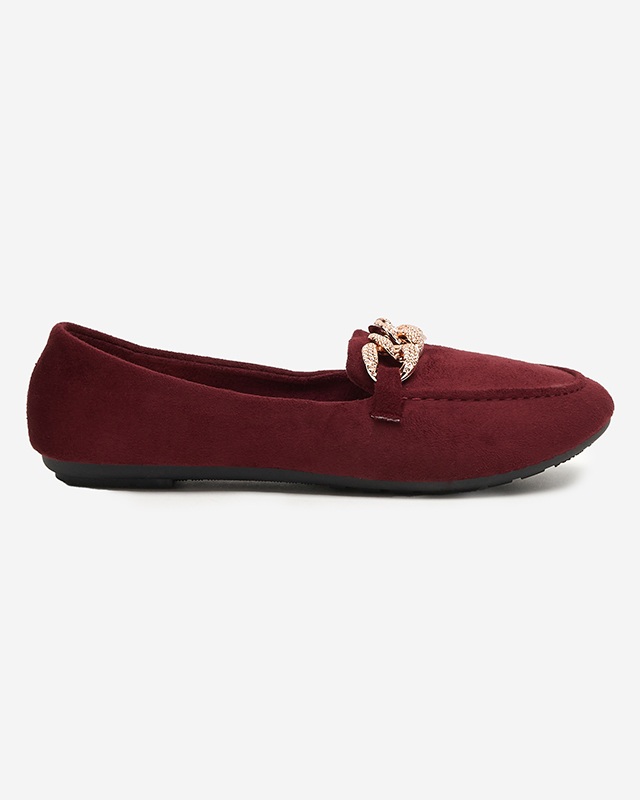 Burgunderfarbene Öko-Wildleder-Loafer für Damen mit Kette Osylia - Schuhe