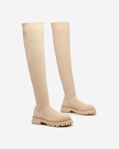 Royalfashion Beige Damenstiefel zum Hineinschlüpfen Radgitas