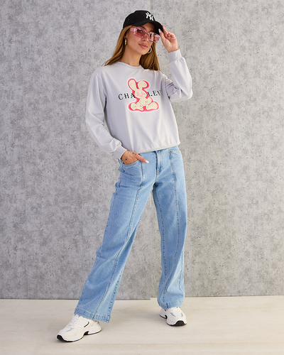 Royalfashion Damen Sweatshirt aus Baumwolle mit dünnem Druck