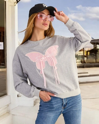Royalfashion Damen Baumwoll-Sweatshirt mit dünnem Druck