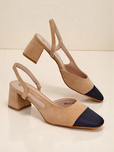 Royalfashion Damen Pumps mit niedrigem Absatz und dekorativer Spitze Eleganzo