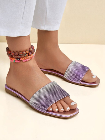 Royalfashion Damen-Pantoletten mit Zirkonia ShinyGlow