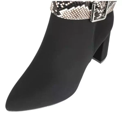 OUTLET Schwarze Stiefeletten mit Schnalle a'la Schlangenhaut Anya - Schuhe