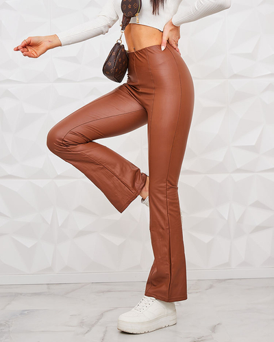 Royalfashion Brown Damen Öko-Leder-Leggings a'la bells