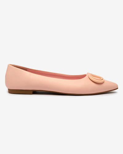 Royalfashion Rosafarbene Damen-Ballerinas mit spitzer Spitze und Verzierung auf der Nase Manixy