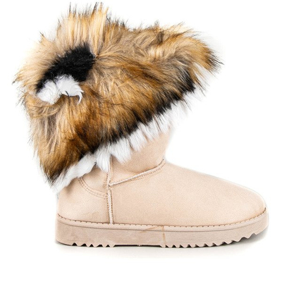 Beige Plateau-Schneeschuhe mit Fell Hellasi - Footwear