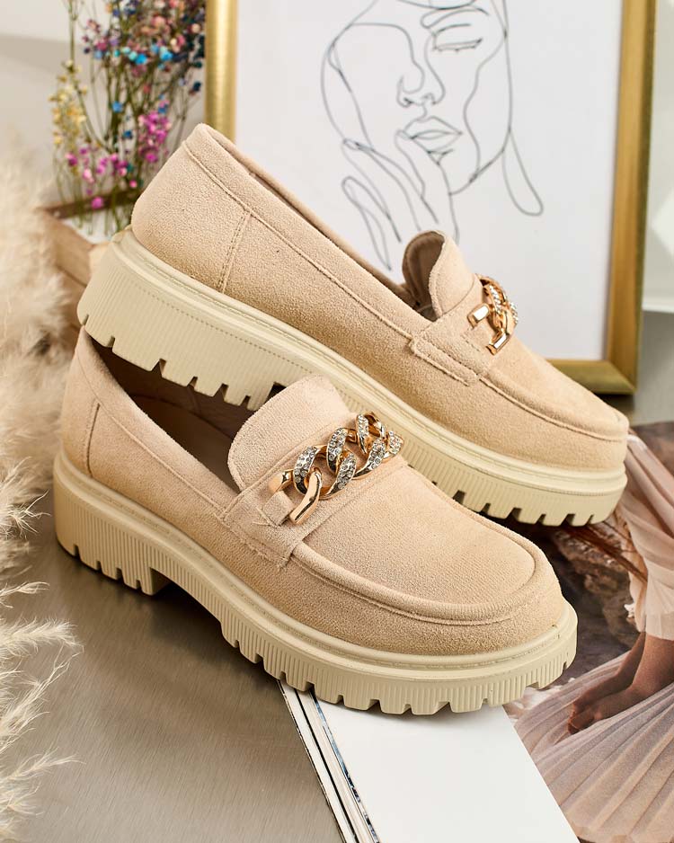 Royalfashion Damen Öko-Wildleder Mokassins mit Ornament Lehels