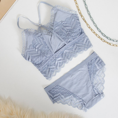 Blaue Dessous für Damen mit Spitze - Unterwäsche