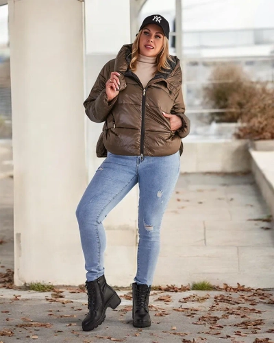 Жіноча коротка куртка Royalfashion в коричневому кольорі