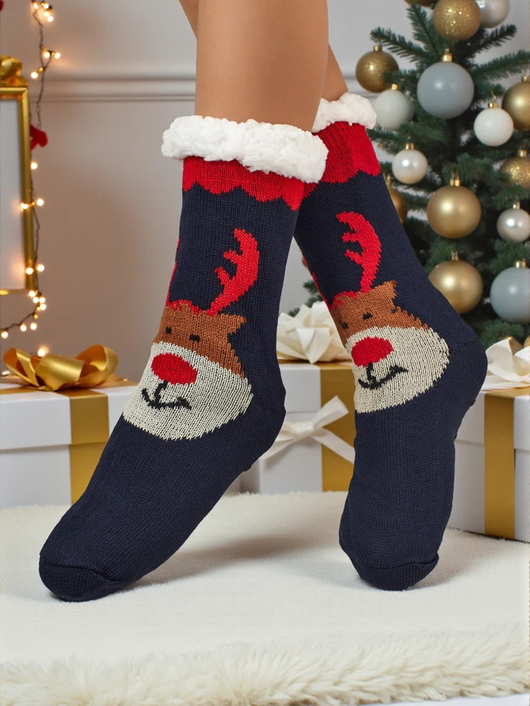 Warm gefütterte weihnachtliche Damen Socken SnuggleJoy