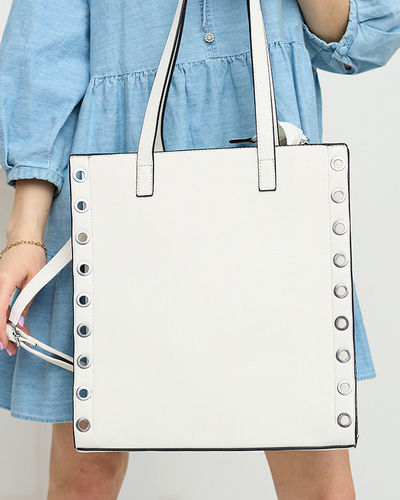 Weiße Shopper-Tasche für Damen mit Ösen - Accessoires
