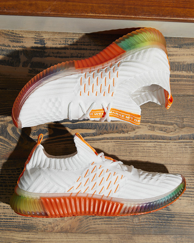 Weiße Damen-Sportschuhe mit orangefarbener Sohle Fimmi - Footwear