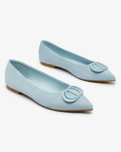 Royalfashion Blaue Damen-Ballerinas mit spitzer Spitze und Verzierung auf der Nase Tidita