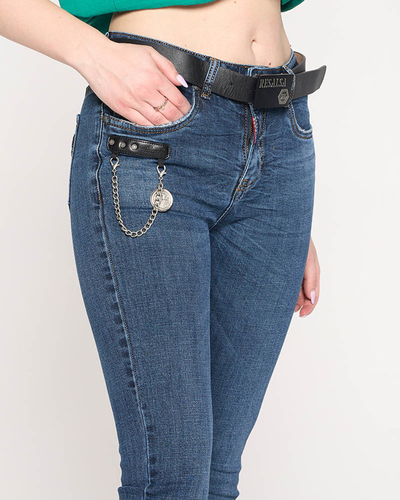 Marineblaue Jeans mit geradem Bein für Damen - Kleidung