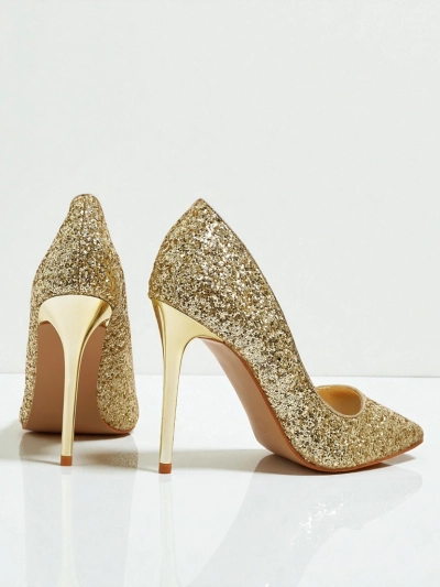 Damen Eco-Leder Pumps mit Brokat Zavrimea