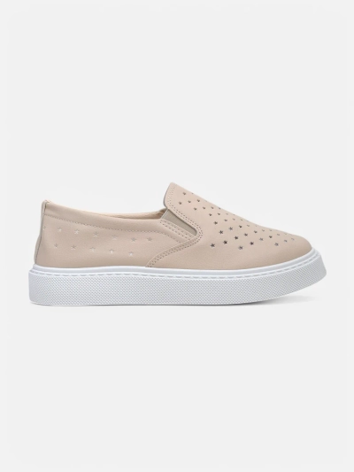 Damen Slip-ons Callista Beige aus ökologischem Leder auf einer Plattform