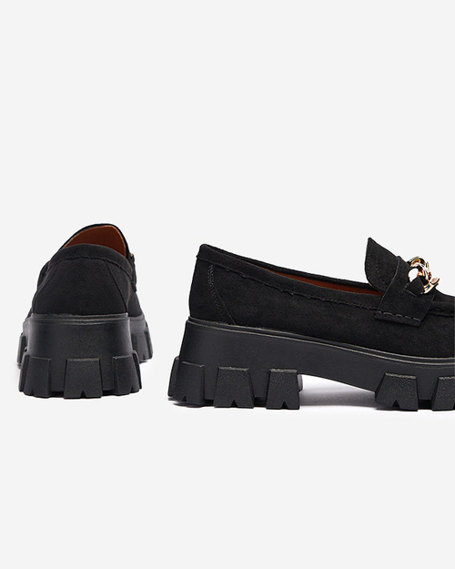 Чорні жіночі туфлі із золотистим орнаментом Quesil - Взуття