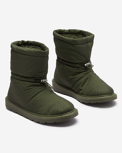 Dunkelgrüne Damen Isolierte Stiefel a'la Schneestiefel Kaliolen - Footwear