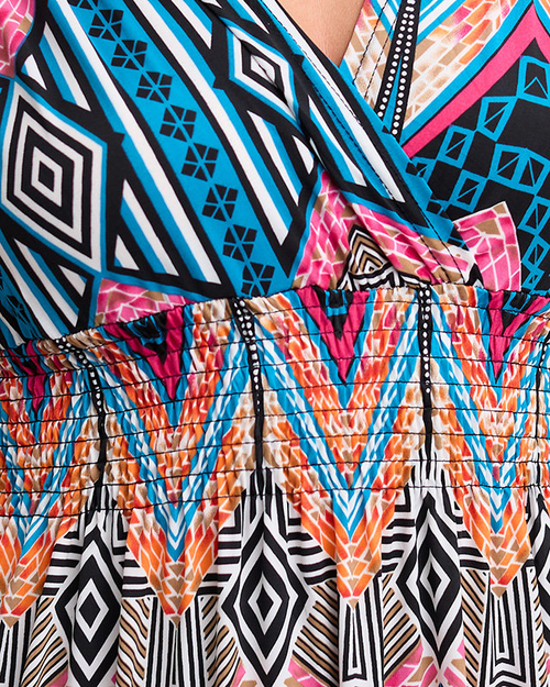 Жіноча кобальтова сукня максі з геометричним принтом - Одяг