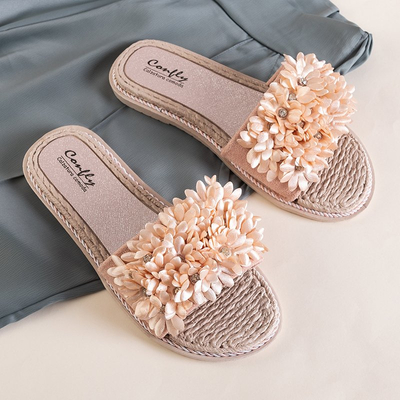 Рожеві жіночі шльопанці з оздобленням Seiov