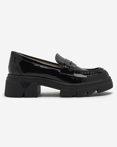 Schwarz lackierte Mokassins für Damen Tygriss- Footwear