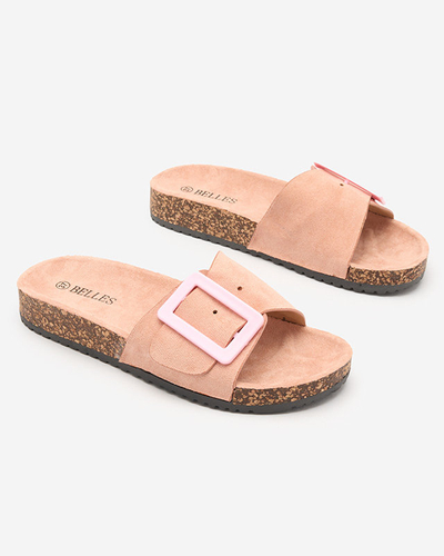 Royalfashion Rosa Damen Öko-Wildleder-Flip-Flops mit Schnalle Diviras