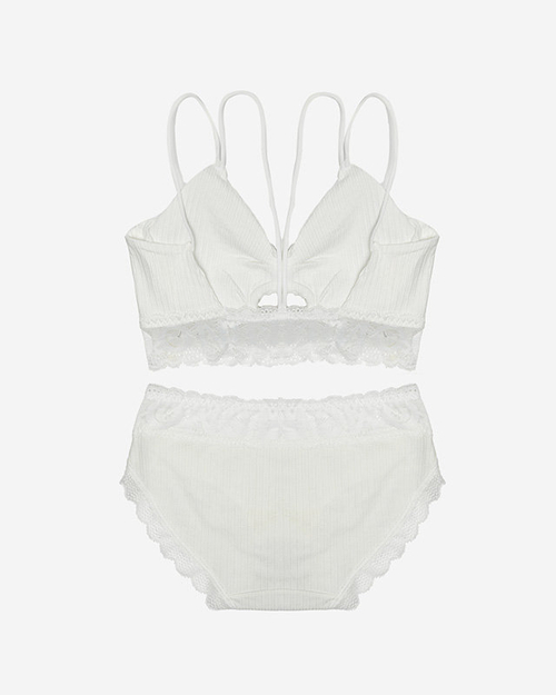 Білий жіночий комплект білизни з мереживом - Нижня білизна