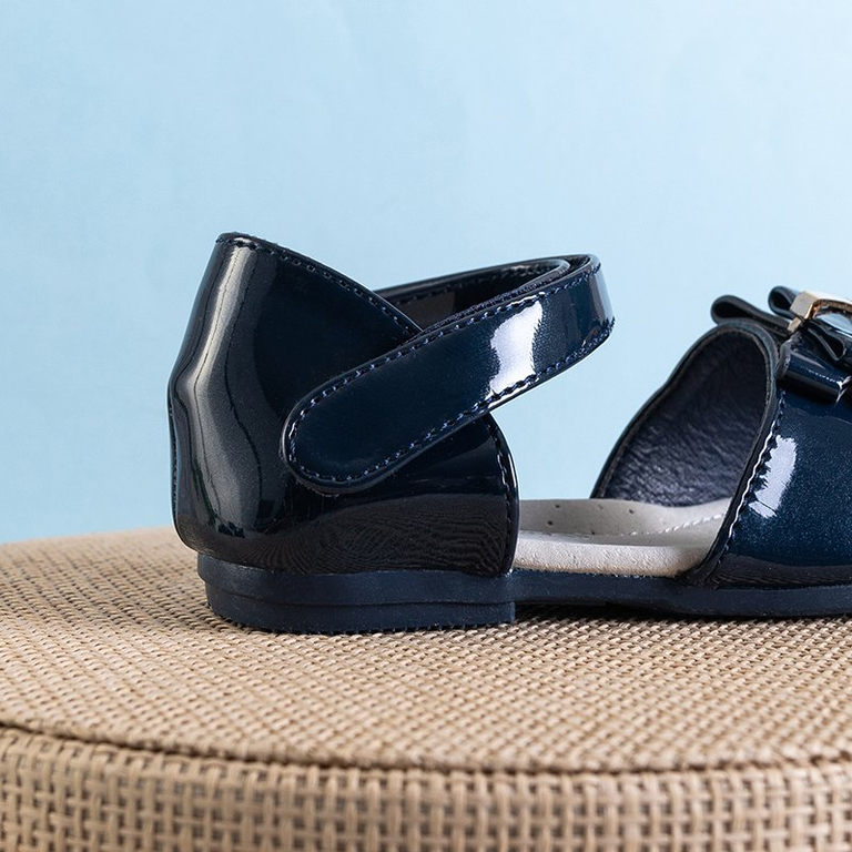 Dunkelblaue Kindersandalen mit Schleife Meeo - Schuhe