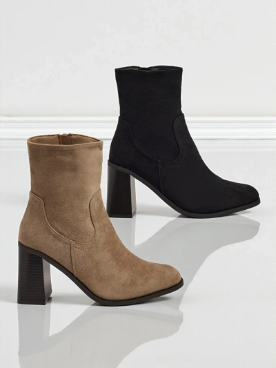 Damen Stiefeletten aus Wildlederimitat mit Blockabsatz Rune Fast