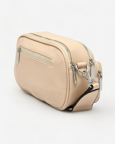 Royalfashion Kleine Damenhandtasche in hellbrauner Farbe mit Aufschrift