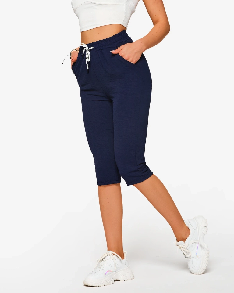 Marineblaue Stoffshorts für Damen 3/4- Kleidung