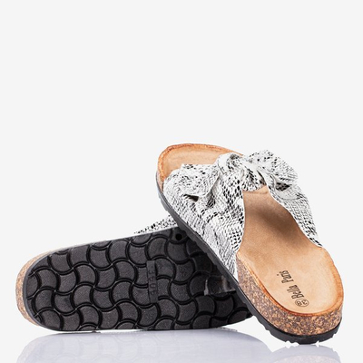 Weiße Damen-Flipflops mit Schleife a'la Schlangenhaut Sunshine - Footwear 1