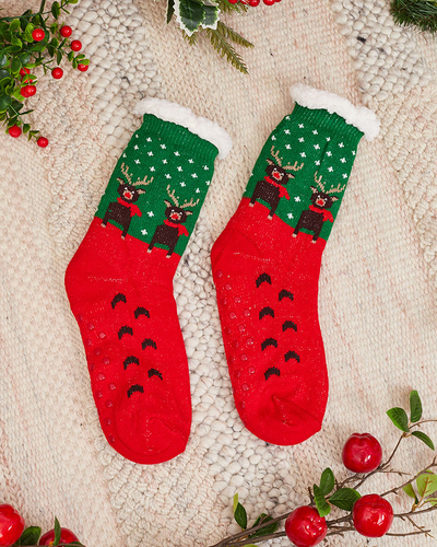 Rote Damensocken mit Weihnachtsmuster - Unterwäsche