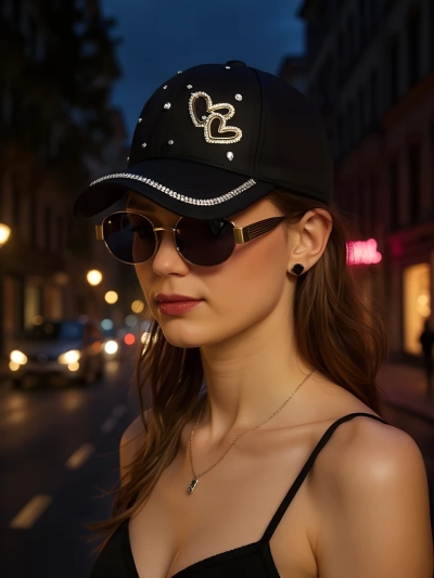 Royalfashion Cap mit Strasssteinen Heart Spark